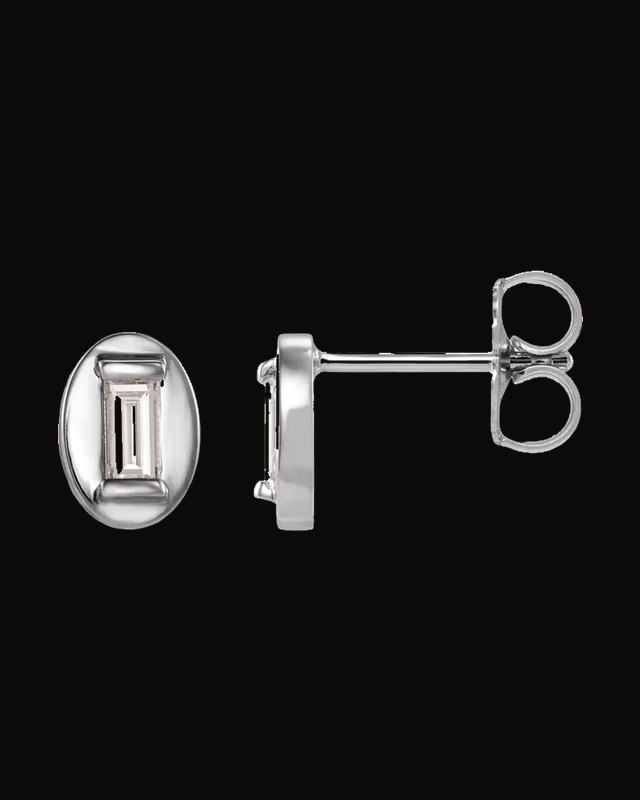 1/2 Ct Straight Baguette Lab-Grown Diamond Solitaire Stud Earrings — 14K White / Yellow Gold · 1/5 CTW