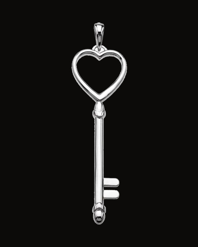 Heart Key Pendant — Sterling Silver