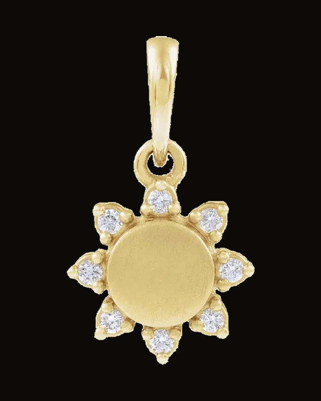 0.06 CTW Lab-Grown Diamond Round-Shaped Engravable Pendant/Charm — 14K White / Yellow Gold