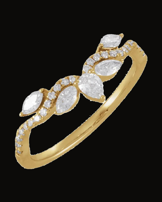 1/2 CTW Lab-Grown Diamond Contour Band — 14K White / Yellow Gold · 1.48 mm