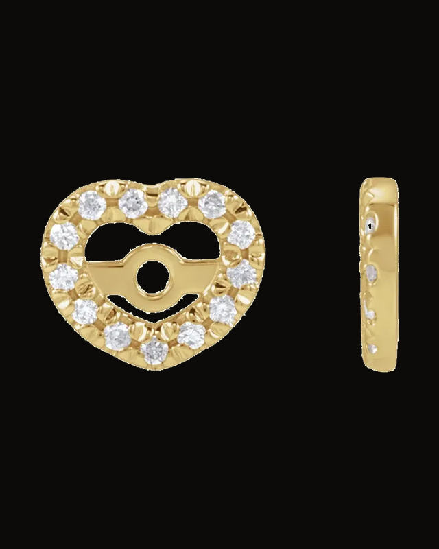 1/10 CTW Lab-Grown Diamond Heart Earring Jackets — 14K Yellow Gold