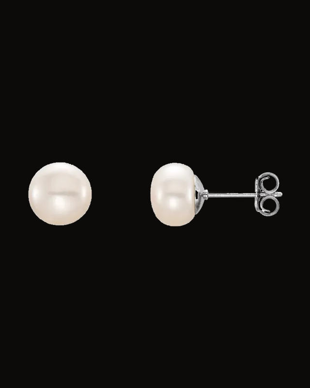 Button Pearl Stud Earrings