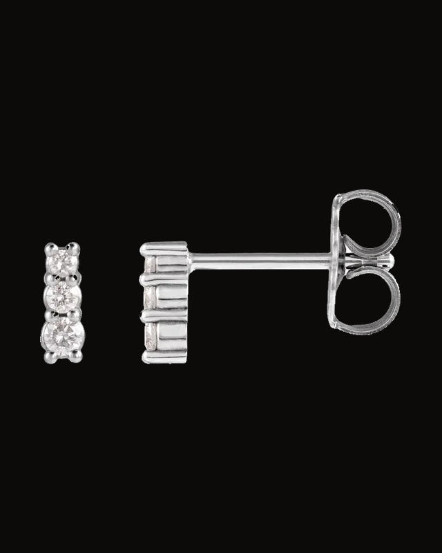 0.03 CTW Lab-Grown Diamond Three-Stone Earrings — 14K White / Yellow Gold · 0.08 CTW