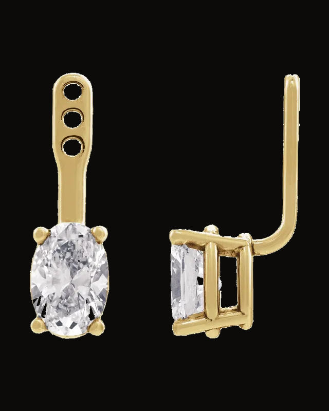 3/4 CTW Oval Lab-Grown Diamond Earring Jackets — 14K Yellow / White Gold