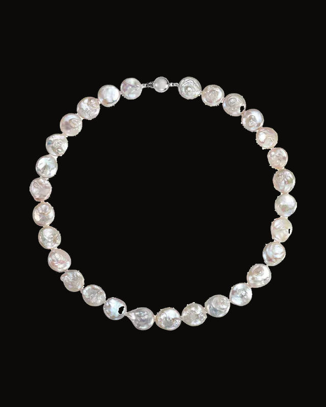 Cultured White Freshwater Pearl Necklace — Rhodium-Plated on Sterling Silver · Cultured Freshwater Pearl