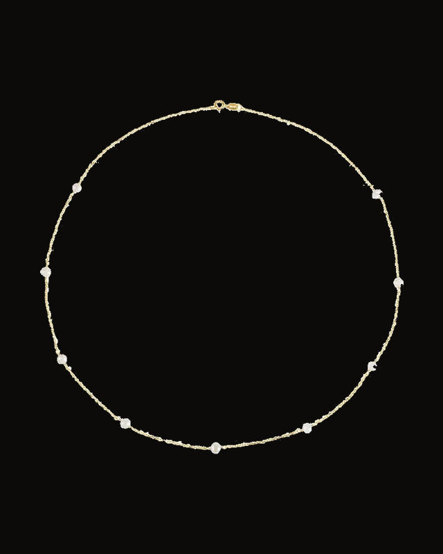 Cultured White Pearl Station Necklace — 14K Yellow Gold · 4.2 mm