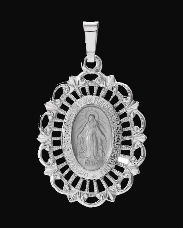 Oval Miraculous Medal — 14K Yellow / White Gold
