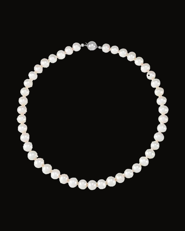 Cultured White Freshwater Pearl Necklace — Rhodium-Plated on Sterling Silver · Cultured Freshwater Pearl