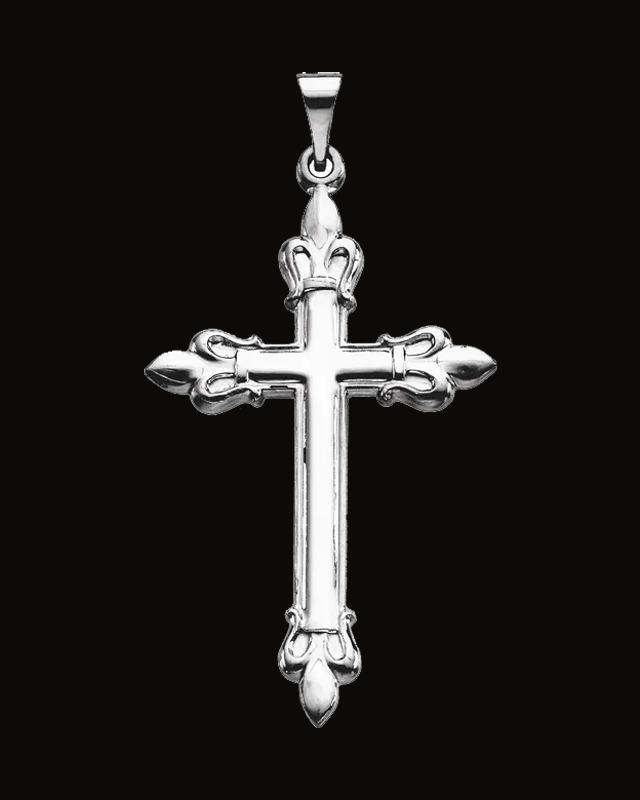 Fleur-de-Lis Cross Pendant — Sterling Silver