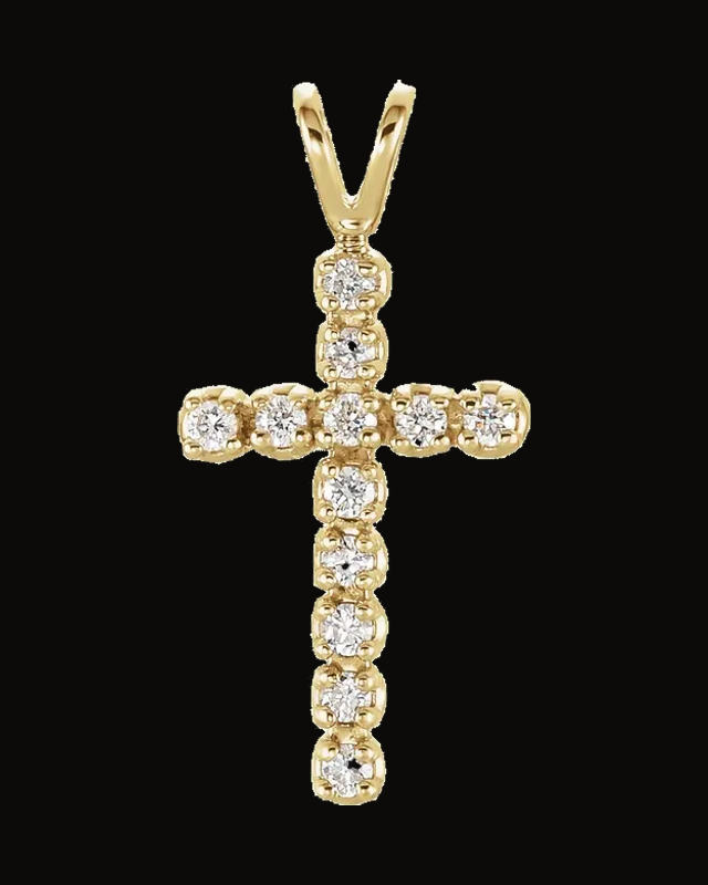 Lab Grown Diamond Cross Pendant — 14K White / Yellow Gold · 1/10 CTW