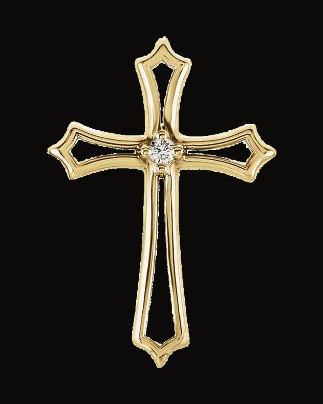 Natural Diamond Cross Pendant — 14K Yellow Gold · 0.015 CT