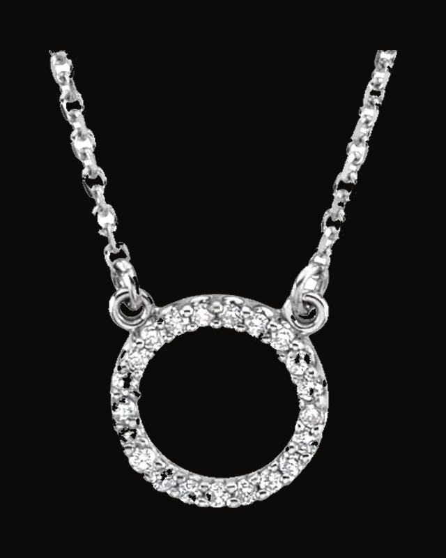 0.08 CTW Natural Diamond Circle Necklace — 14K Yellow / White Gold