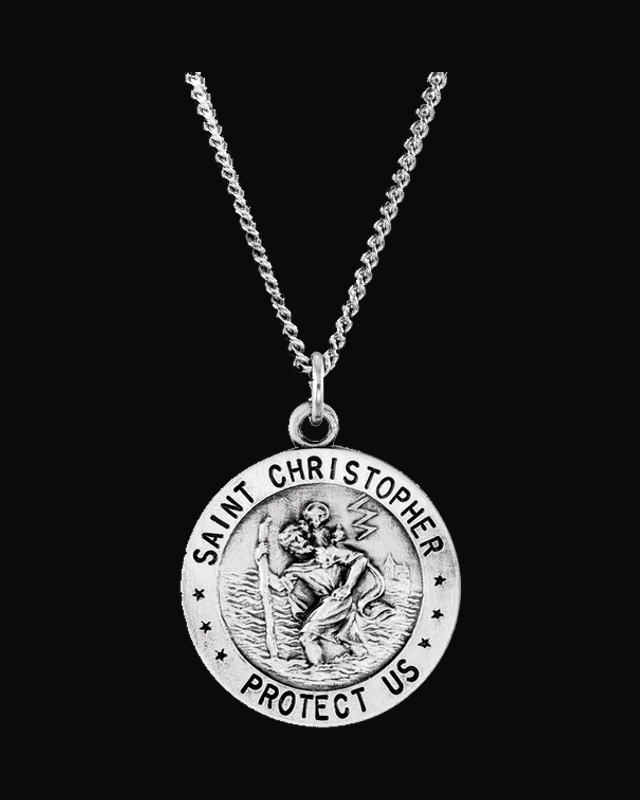 St. Christopher U.S. Air Force Medal Necklace or Pendant — Rhodium-Plated on Sterling Silver
