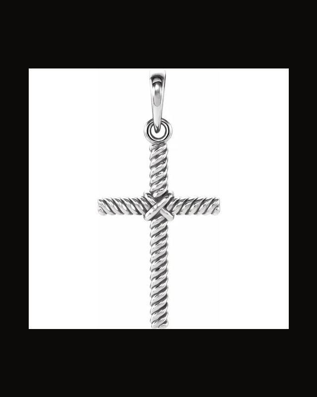 Rope Cross Pendant — Sterling Silver