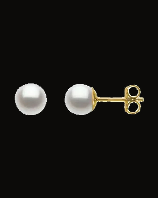 Freshwater Cultured Pearl Stud Earrings — 14K Yellow / White Gold