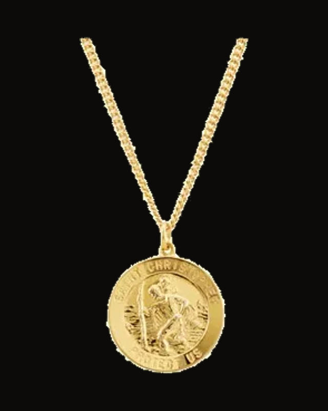 St. Christopher Medal Necklace — 24K Gold-Plated on 24K Yellow Gold-Plated