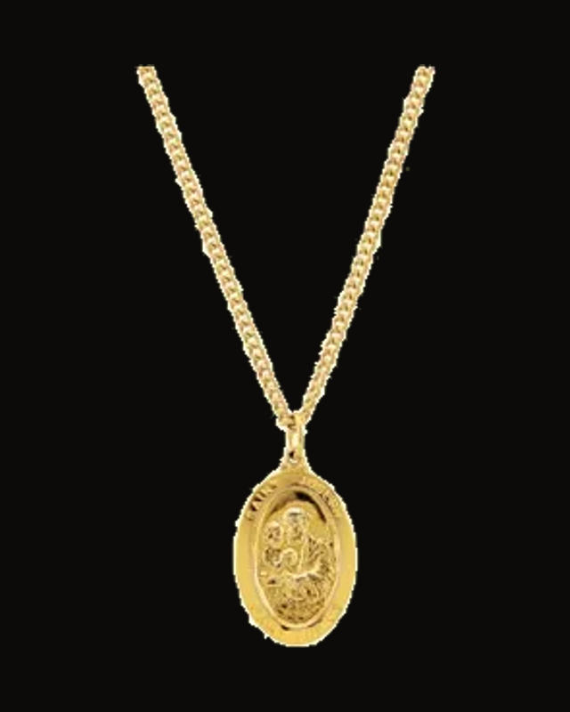 St. Joseph Medal Necklace — 24K Gold-Plated on 24K Yellow Gold-Plated