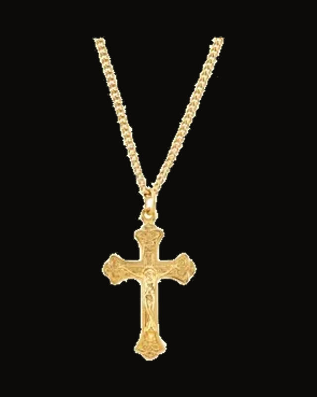 Crucifix Necklace — 24K Gold-Plated on 24K Yellow Gold-Plated