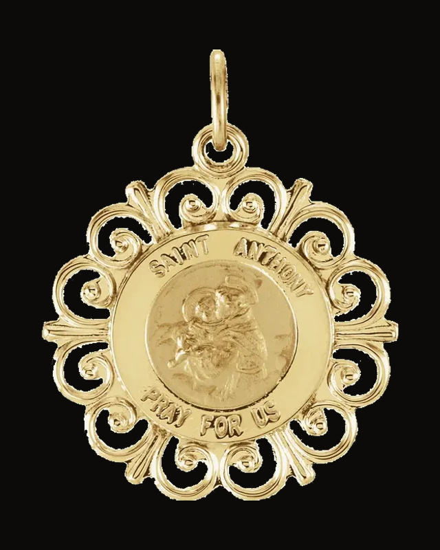 Round St. Anthony Medal — 14K Yellow Gold