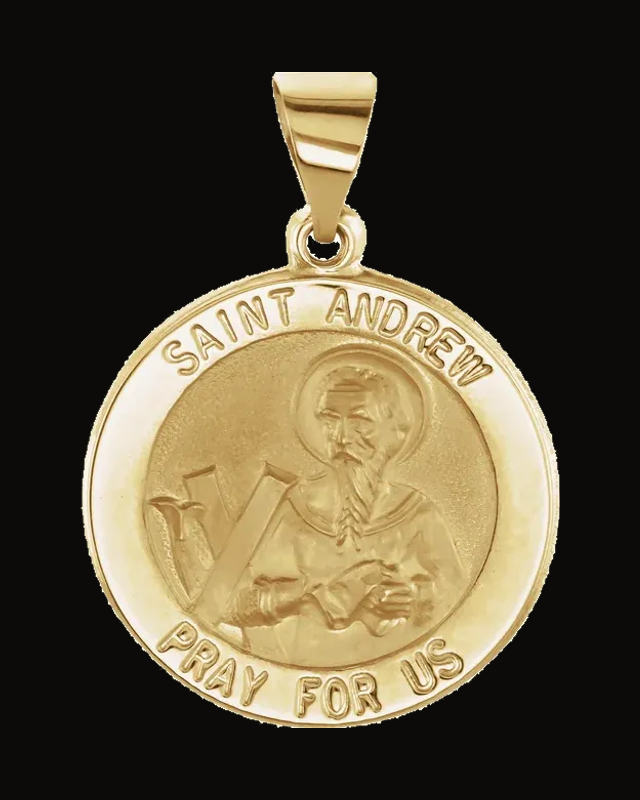 Round Hollow St. Andrew Medal — 14K Yellow Gold