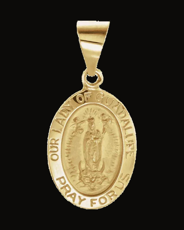 Oval Hollow Our Lady Of Guadalupe Medal — 14K Yellow Gold