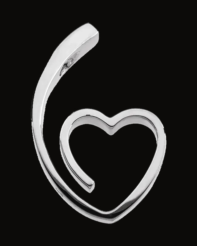 Heart Slide Pendant — Rhodium-Plated on 14K White Gold