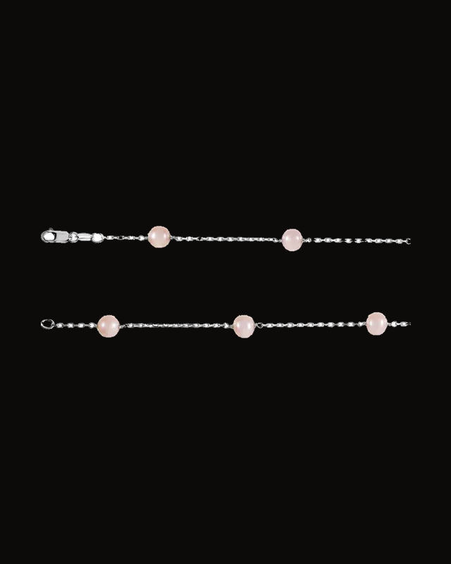 Cultured Pink Freshwater Pearl Station Necklace — Silver-Plated on Sterling Silver · Cultured Freshwater Pearl