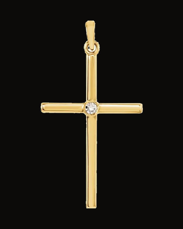 Natural Diamond Cross Pendant — 14K Yellow Gold · 0.03 CT