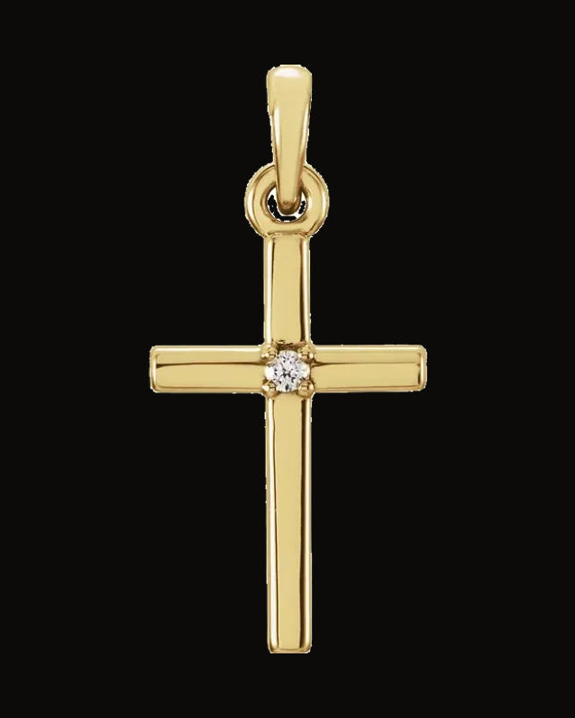 Birthstone Cross Pendant — 14K Yellow / White Gold