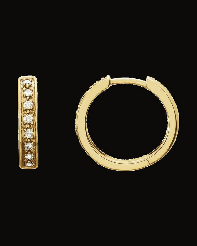 1/5 CTW Lab-Grown Diamond Hoop Earrings — 14K Yellow Gold-Plated · 1.4 mm