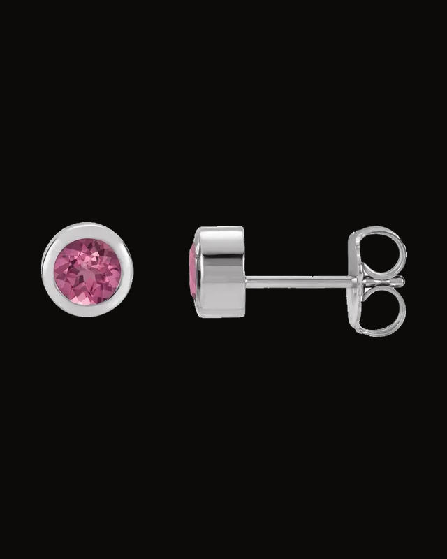 Round Bezel-Set Birthstone Stud Earrings