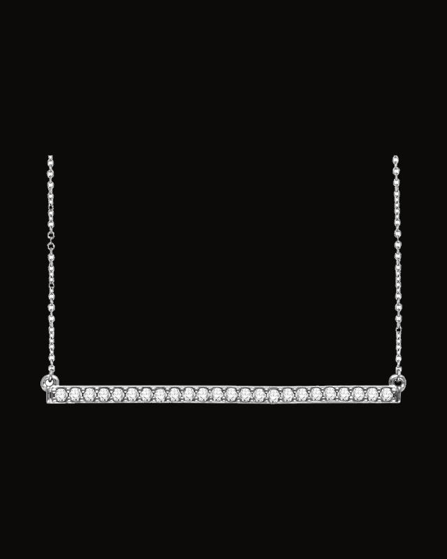 Accented Bar Necklace — Rhodium-Plated on Sterling Silver · Lab-Grown Diamond