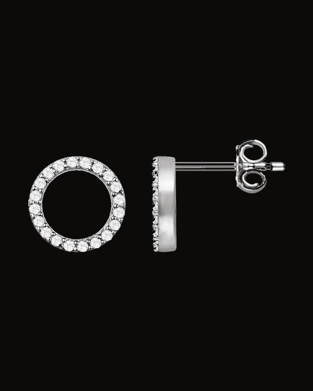 1/5 CTW Natural Diamond Circle Earrings With Backs — Rhodium-Plated on 14K White Gold