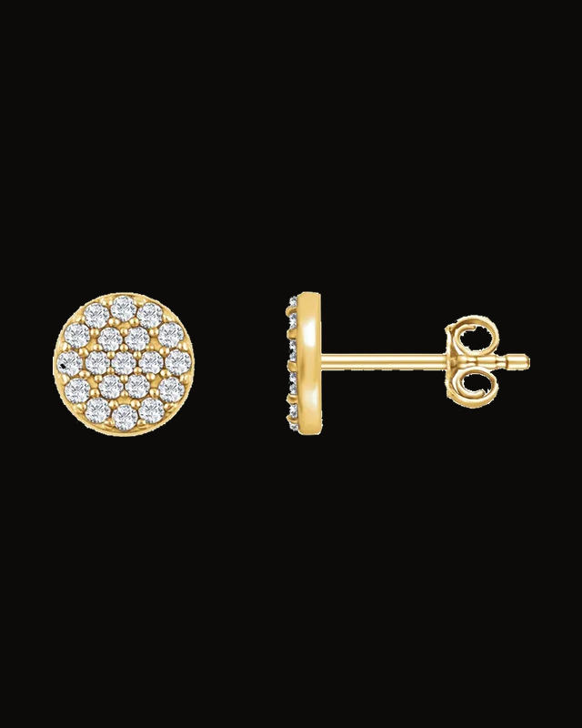 1/3 CTW Natural Diamond Cluster Earrings With Backs — 14K Yellow Gold