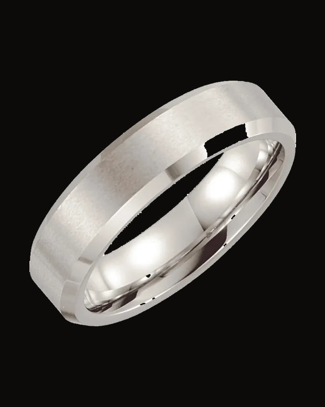 Beveled-Edge Inlay Comfort-Fit Band with Satin Finish — Cobalt · 6 mm