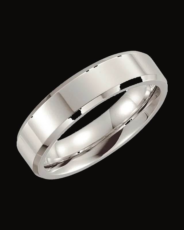 Beveled-Edge Inlay Comfort-Fit Band — Cobalt · 6 mm