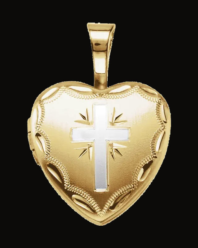 Cross & Heart Locket — 14K Yellow Gold-Plated
