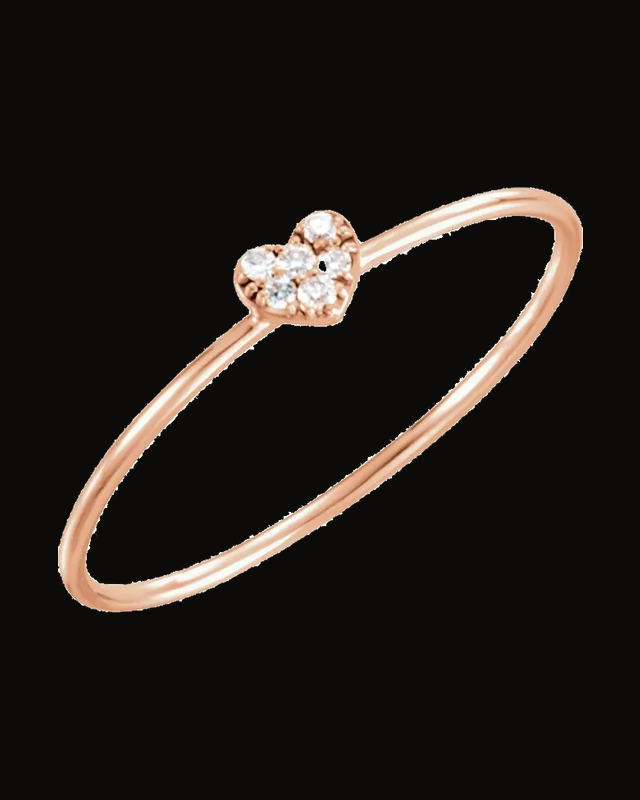 0.03 CTW Natural Diamond Petite Heart Ring — 14K Rose / White Gold · 1 mm