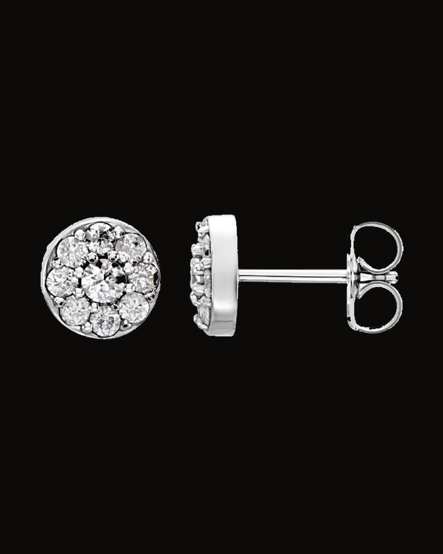 3/8 CTW Lab-Grown Diamond Earrings With Backs — Rhodium-Plated on 14K White Gold