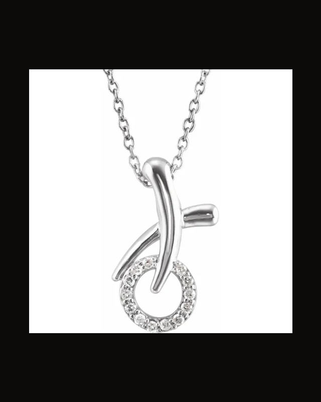 1/10 CTW Natural Diamond Xo Necklace — Sterling Silver