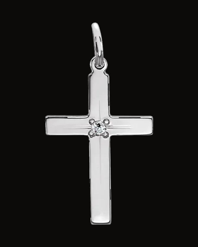 0.01 Ct Natural Diamond Cross Pendant — 14K White / Yellow Gold