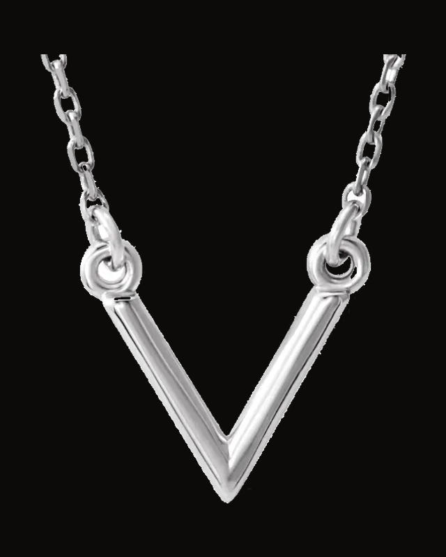 Geometric V Necklace — 14K Yellow / White Gold