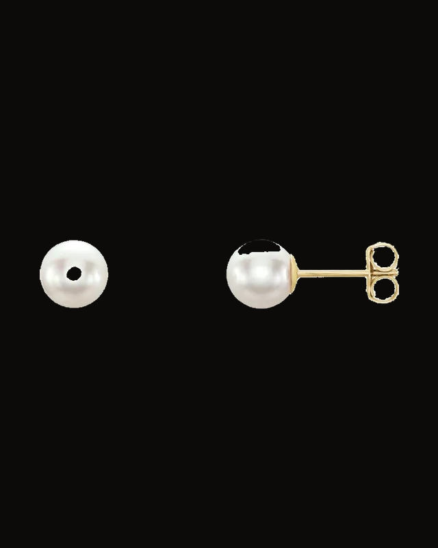 Cultured Akoya Pearl Earrings — 14K Yellow / White Gold