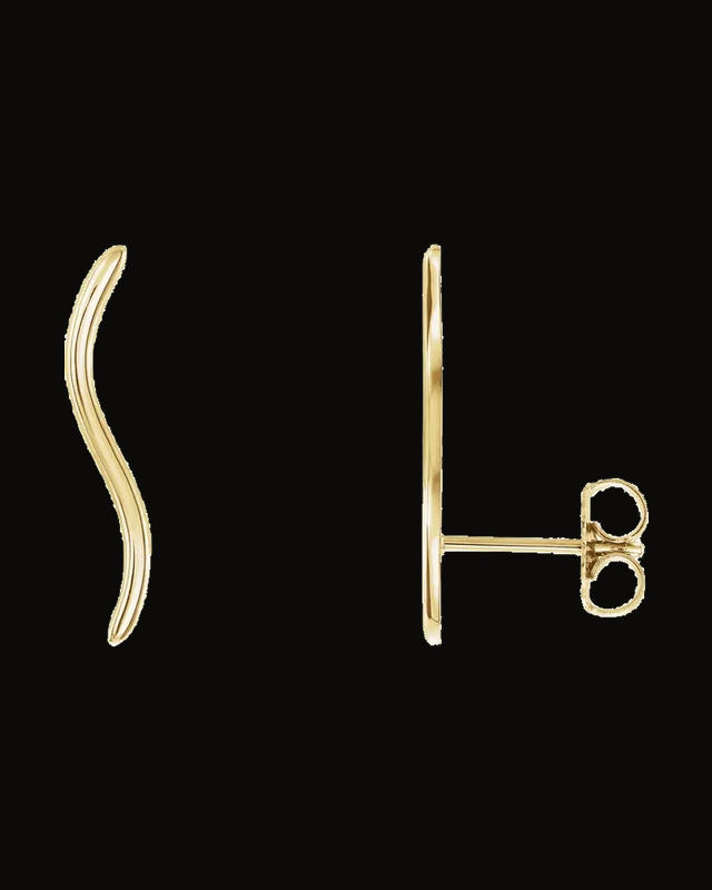 Wavy Ear Climbers — 14K Yellow Gold