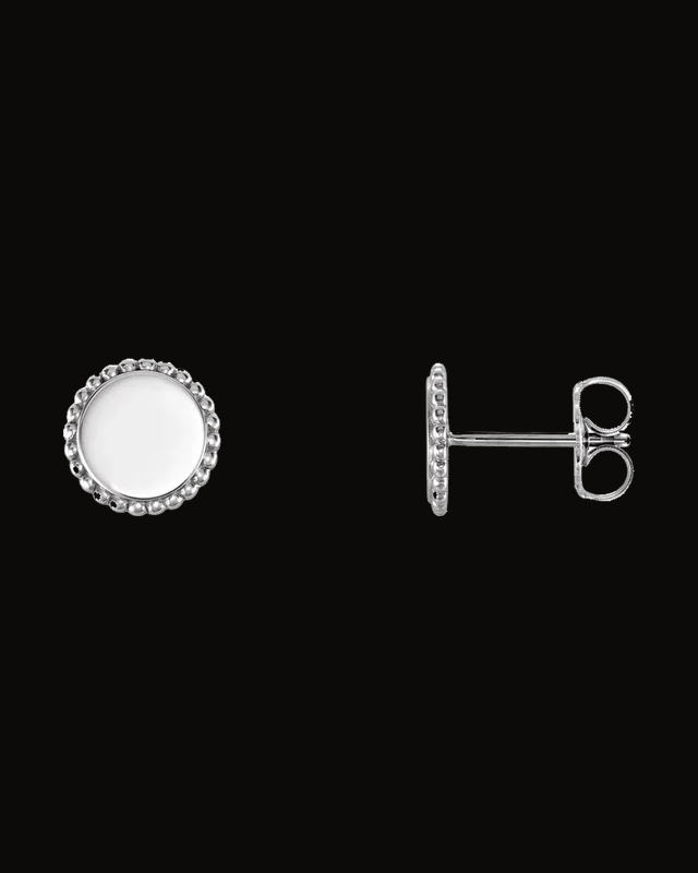 Engravable Beaded Earrings — Sterling Silver