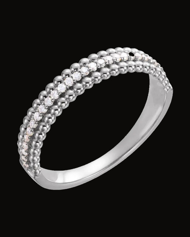 1/6 CTW Natural Diamond Beaded Ring — Sterling Silver · 1.85 mm