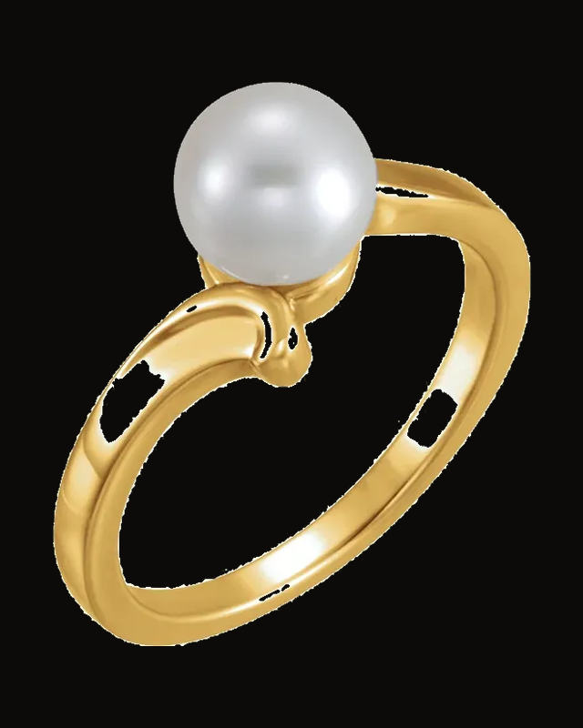 Cultured White Akoya Pearl Ring — 14K Yellow Gold · 2.07 mm