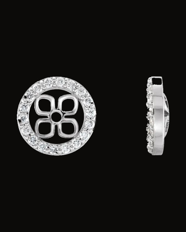 Halo-Style Earring Jackets — Rhodium-Plated on 14K White Gold · 1 mm