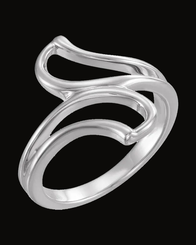 Freeform Ring Remount — Rhodium-Plated on 14K White Gold · 17 mm