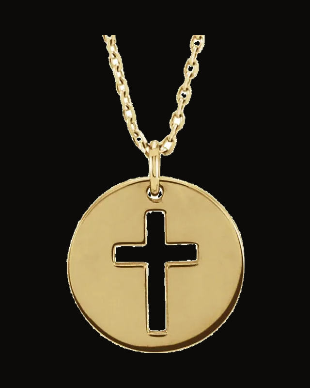 Pierced Cross Disc Necklace